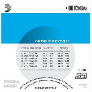 D'ADDARIO EJ16 DÂY ĐÀN PHOSPHOR BRONZE ACOUSTIC 12-53 daddario ej16 day dan