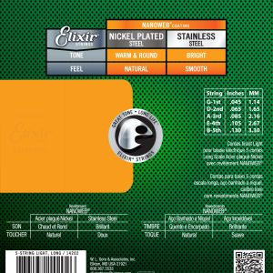 Dây đàn guitar Bass Elixir 14202 elixir nanoweb 14202 light 5 string 045 130 e bass saiten 0017058 3
