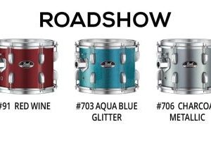 PEARL RS525SC/C703 TRỐNG BỘ KÍCH 22" MÀU XANH BIỂN GLITTER pearl rs525sc c707 roadshow drumstel 5 delig bropnze metallic busscherdrums 600x200