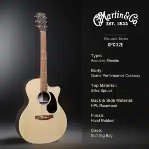 martin gpc x2e macassar x series dan guitar acoustic