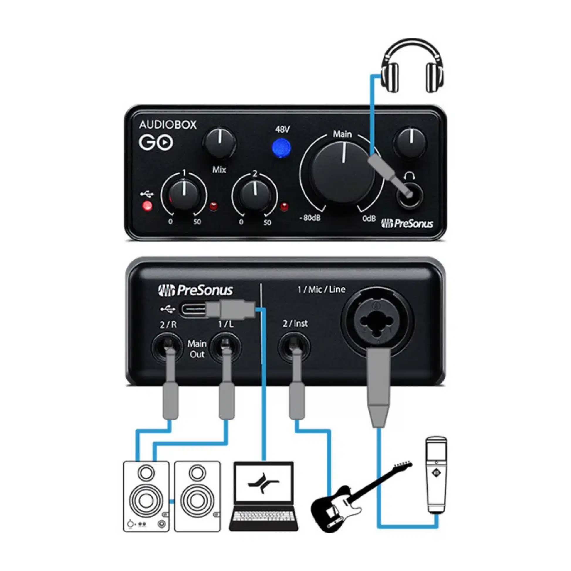 PreSonus AudioBox Go – USB-C Audio Interface audioboxgo2x2 1